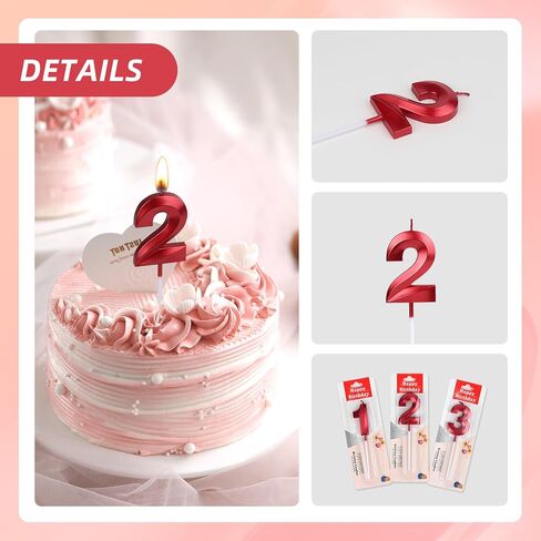 25th & 52nd Birthday Candles, Red Number 25 52 Glitter Candle for Cake, Happy Birthday Cake Topper Decoration for Him Her Birthday Anniversary Wedding Celebration Party Supplies(Red,25) in Saudi Arabia