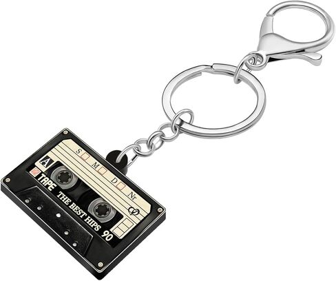 LONYOO الاكريليك خمر كاسيت الشريط المفاتيح الرجعية 90s 80s اكسسوارات للنساء الفتيات على ظهره محفظة السحر in Saudi Arabia