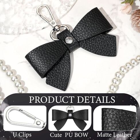 Neptniopllab Bow Charm for Bag Purse Handbag Cute Bowknot Elegant PU Leather Bow Keychain Women Gift in Saudi Arabia