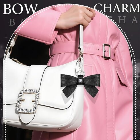 Neptniopllab Bow Charm for Bag Purse Handbag Cute Bowknot Elegant PU Leather Bow Keychain Women Gift in Saudi Arabia