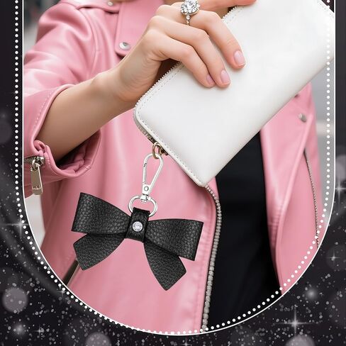 Neptniopllab Bow Charm for Bag Purse Handbag Cute Bowknot Elegant PU Leather Bow Keychain Women Gift in Saudi Arabia
