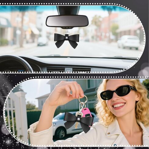 Neptniopllab Bow Charm for Bag Purse Handbag Cute Bowknot Elegant PU Leather Bow Keychain Women Gift in Saudi Arabia