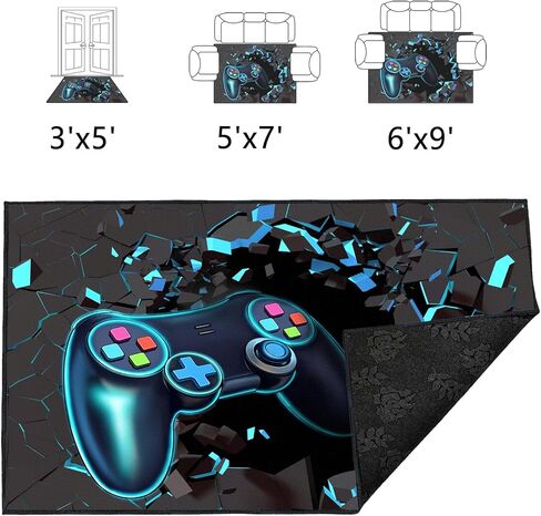 Rnmdn Gaming Rug for Room,3'x5' Non-Slip Cool 3D Gamer Rugs for Bedroom Livingroom and Game Room Decor in Saudi Arabia