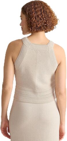 Lands' End Women's Gassed Cotton Pointelle Halter Top Sweater Set Top in Saudi Arabia