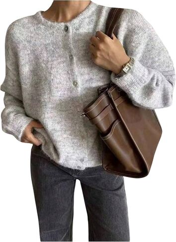 GORGLITTER Women's Button Up Cardigan Sweaters Long Sleeve Outerwear Trendy Casual 2025 Fall Fashion Outfits in Saudi Arabia