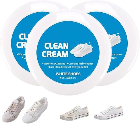 White Shoes Clean Cream, Cleaning Cream White Shoe Cleaner, Multipurpose No-Wash Solid Comes with Sponge Removes Stains in Saudi Arabia