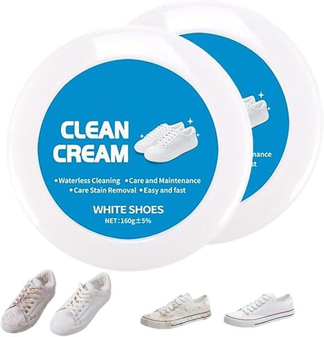 White Shoes Clean Cream, Cleaning Cream White Shoe Cleaner, Multipurpose No-Wash Solid Comes with Sponge Removes Stains in Saudi Arabia