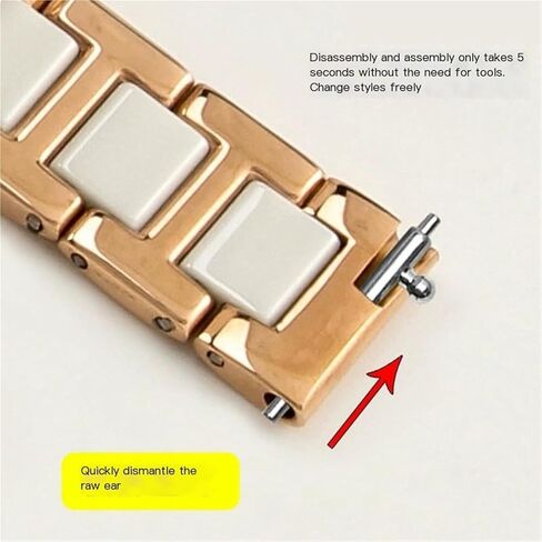 Quick Release Stainless Steel Ceramic Watch Band Men Women Fashion Bracelet 12 14 16 18 20 22mm Black White Rose Gold Strap in Saudi Arabia