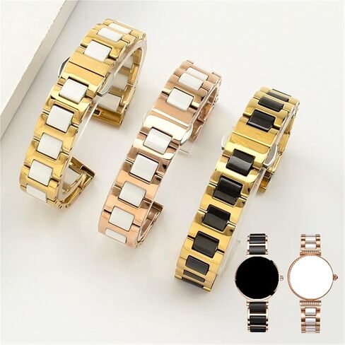 Quick Release Stainless Steel Ceramic Watch Band Men Women Fashion Bracelet 12 14 16 18 20 22mm Black White Rose Gold Strap in Saudi Arabia
