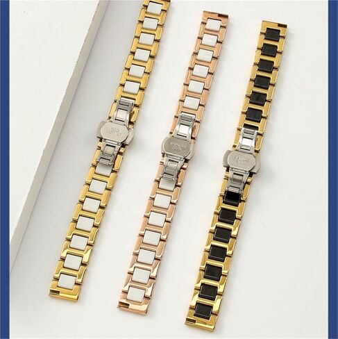Quick Release Stainless Steel Ceramic Watch Band Men Women Fashion Bracelet 12 14 16 18 20 22mm Black White Rose Gold Strap in Saudi Arabia