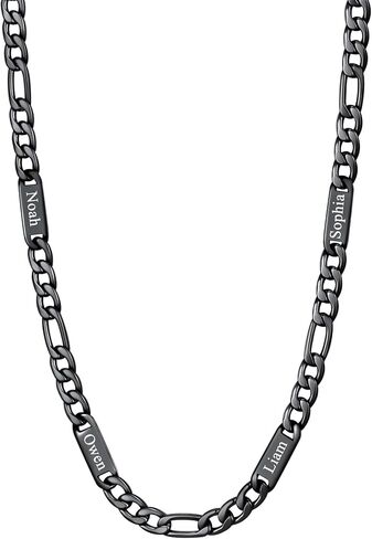 U7 Custom Figaro Name Necklace for Men Women,5mm/7mm Width Personalized Silver/14K Gold Plated/Black Figaro Hip-hop Chain-Valentines Fathers Day Anniversary Jewelry Gift for Him Dad Husband in Saudi Arabia