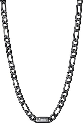 U7 Custom Figaro Name Necklace for Men Women,5mm/7mm Width Personalized Silver/14K Gold Plated/Black Figaro Hip-hop Chain-Valentines Fathers Day Anniversary Jewelry Gift for Him Dad Husband in Saudi Arabia