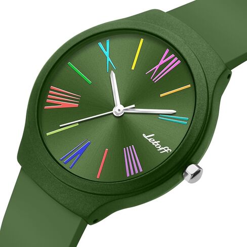 Letoff Unisex Analog Watch, Round Dial with Colorful Roman Numerals, Water Resistant 100ft in Saudi Arabia