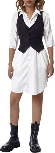 Prytgnsor Women's Suit Vest Top Dressy Casual Fitted Sleeveless Button V-Neck Fully Lined Vest Business Blazers Waistcoat in Saudi Arabia