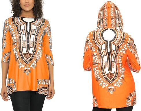 KARACHIC BY NF Unixex Dashiki Print African Tribal Tunic Top with Hoodie in Saudi Arabia