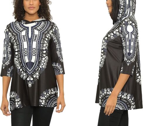 KARACHIC BY NF Unixex Dashiki Print African Tribal Tunic Top with Hoodie in Saudi Arabia