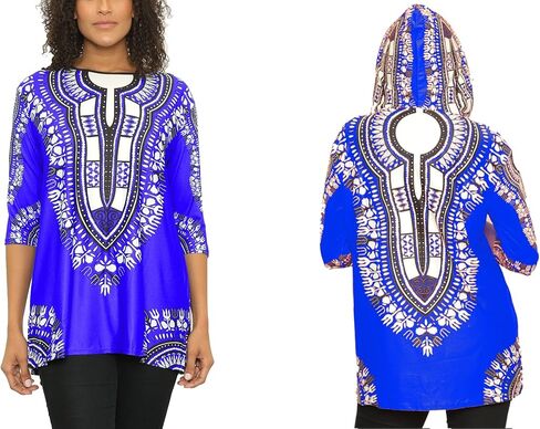 KARACHIC BY NF Unixex Dashiki Print African Tribal Tunic Top with Hoodie in Saudi Arabia