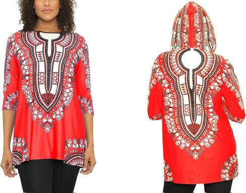 KARACHIC BY NF Unixex Dashiki Print African Tribal Tunic Top with Hoodie in Saudi Arabia