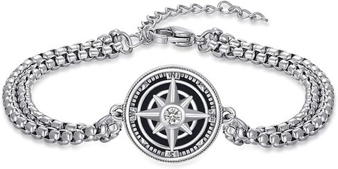 سوار البوصلة للرجال والنساء 925 الجنيه الاسترليني سيلتيس بوصلة المجوهرات السفر والمغامرة وتخرج سوار الرحلة وهدايا المسافر مع 7+2 بوصة من الفولاذ المقاوم للصدأ in Kuwait