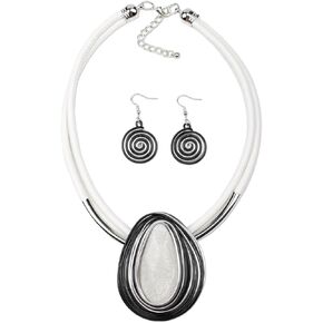 Florate العرقية كريستال حجر الراين قلادة قلادة طقم أقراط المرأة اليدوية القبلية طوق المختنق مكتنزة معدنية مريلة حبل سلسلة بيان الأفريقي مجموعة مجوهرات in Kuwait