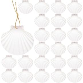 BTCVKJLM 24Pcs Scallop Shells White Natural Seashell 2"-3" Perforation Scallop Shells with Rope for Christmas Tree Ornaments & DIY Hanging Home Deocration Craft in Saudi Arabia