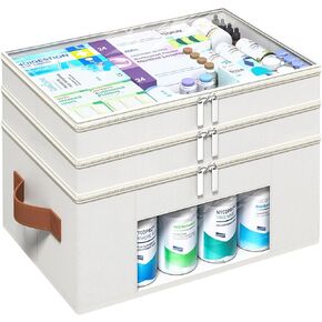 ISusaid 3-Tier Medicine Organizer for Cabinet, Foldable Medicine Storage Box with Clear Cover and Leather Handle, Empty First Aid Kit for Home and Travel in Kuwait