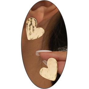 Chunky Gold Heart Statement Stud Earrings for Women Trendy Texture Wrinkle Irregular Heart Love Earrings Anniversary Valentine's Day Jewelry Gift in Kuwait
