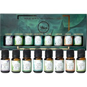 My ACE Pure Aromatherapy Pure Essential Oil Kit for Diffuser for Home, Candle Making Peppermint, Lavender, Eucalyptus, Tea Tree, Rosemary, Camphor, Lemongrass, Orange | 0.33 oz Each Set of 8 in Saudi Arabia