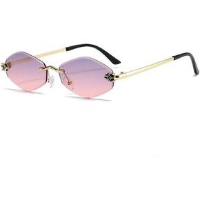 TVTBBVV Trendy Frameless Hexagon Sunglasses for Women Luxury Vintage Punk Metal Rimless Polygon in Saudi Arabia