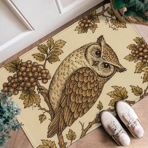 Owl Runner Rug, Vintage Natural Grapes Leaves Fall Brown Non-Slip Indoor Rectangle Carpet Non Shedding for Kitchen Entryway Bedside Laundry Decor 2x8 Ft in Saudi Arabia