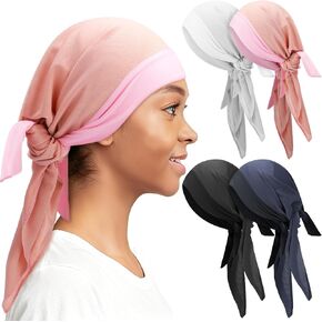 4 قطع من قبعة Durag الرياضية الشبكية من Mepase، لفافة شبكية عالية الامتصاص للنساء، شعر أسود لأي تمرين in Kuwait
