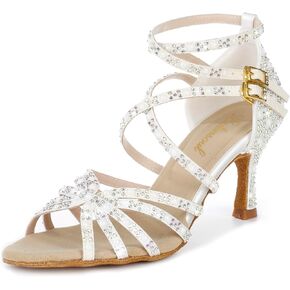 Latinsoul 205-31A Women's Crystal Rhinestone Strappy High Heel Latin Dance Shoes Elegant Open Toe Buckle Design Ballroom Dancing Shoes in Saudi Arabia