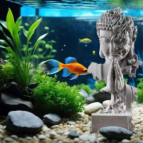 Livelyfish التأمل تمثال بوذا زن حديقة تماثيل الحجر الرملي المفكر بوذا النحت تمثال لخزان الأسماك حوض السمك ديكورات المنزل، هدية (ج) in Kuwait
