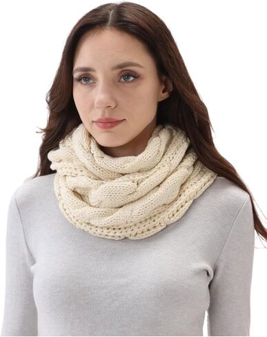 Womens Winter Infinity Scarf Thick Cable Knit Ribbed Circle Loop Scarf for Cold Weather in Saudi Arabia