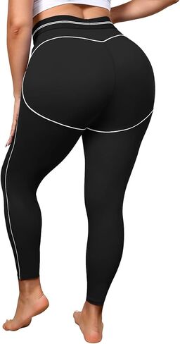 Aoysky Womens Plus Size Buttery Soft Leggings 25'' High Waisted Workout Running Gym Athletic Yoga Pants in Kuwait