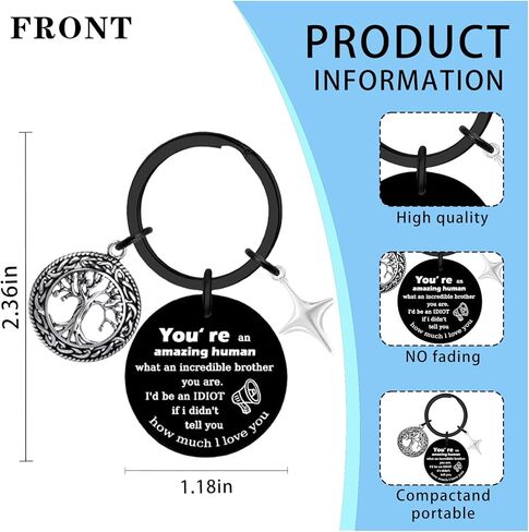 Sjcmbxxs Best Brother Gifts From Sister, Funny Gifts for Brother Keychain, Sibling Graduation, Inspirational Brothers Keychain Gift For Him in Kuwait