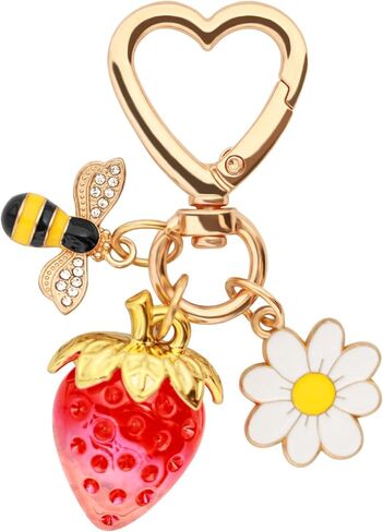EclatBerry Strawberry Keychain with Bunny Bee Cute Keychain Bag Charm Purse Charm for Women Girls in Saudi Arabia