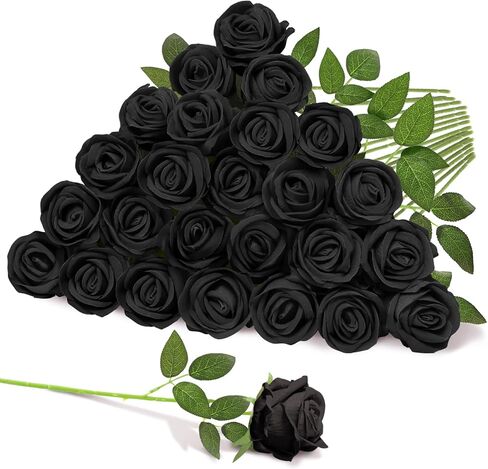 Mandarooker 22 Pcs Artificial Roses - Realistic Velvet Flowers with Stems, Bulk Faux Roses for Home Wedding Party Decor (red) in Saudi Arabia