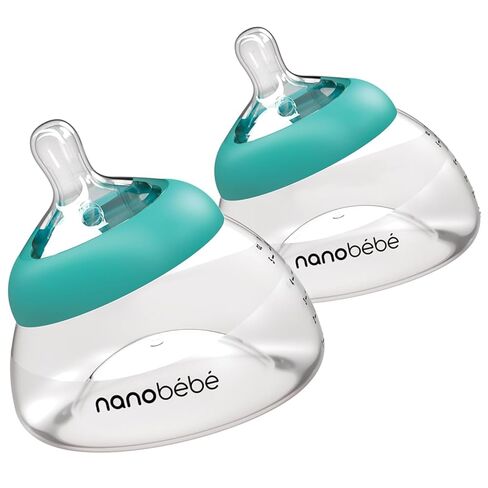 Nanobebe Breastmilk Bottle, Breastfeeding Newborn Breast Like, Anti Colic, Perfect Latch, Preserves Breast Milk nutrients, Twin-Pack Grey in Kuwait