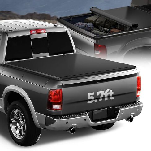 سلالة أوتتو ناعمة السرير الشاحنة السرير Tonneau متوافق مع 2009-2018 RAM 1500 ، 2019-2024 RAM 1500 كلاسيكي ، سرير أسطول 5.7 قدم/68 بوصة ، أسود أسود غير لامع ناعم فينيل in Saudi Arabia
