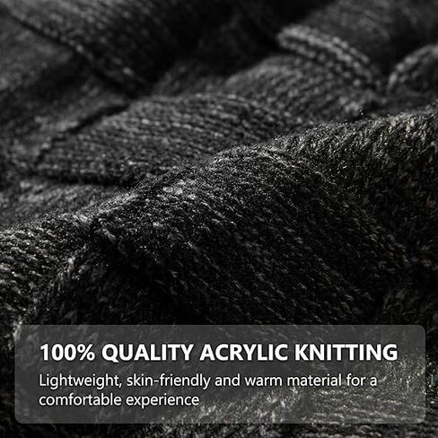 Slouchy Beanie for Men Winter Hats for Guys Cool Beanies Mens Lined Knit Warm Thick Skully Stocking Binie Hat Black in Saudi Arabia