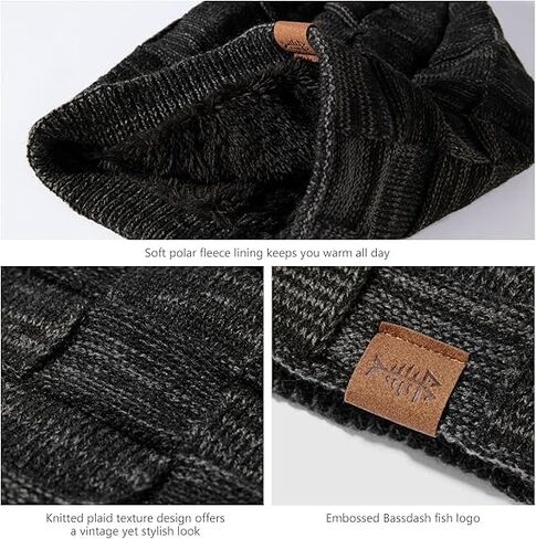 Slouchy Beanie for Men Winter Hats for Guys Cool Beanies Mens Lined Knit Warm Thick Skully Stocking Binie Hat Black in Saudi Arabia