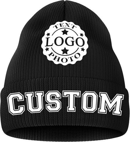 Custom Winter Beanies for Men Women,Personalized Knitted Beanie Hats with Image Text Logo - Skull Caps in Saudi Arabia