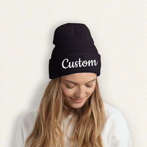 Custom Winter Beanies for Men Women,Personalized Knitted Beanie Hats with Image Text Logo - Skull Caps in Saudi Arabia