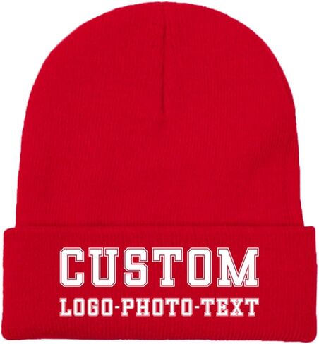 Custom Winter Beanies for Men Women,Personalized Knitted Beanie Hats with Image Text Logo - Skull Caps in Saudi Arabia