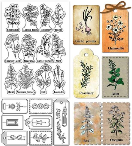 GLOBLELAND Vintage Leaves Texture Clear Stamps and Metal Die Cuts Fern Leaves Background Transparent Stamp Wildflowers Dandelions Cutting Dies for Card Making Embossing Scrapbooking in Kuwait