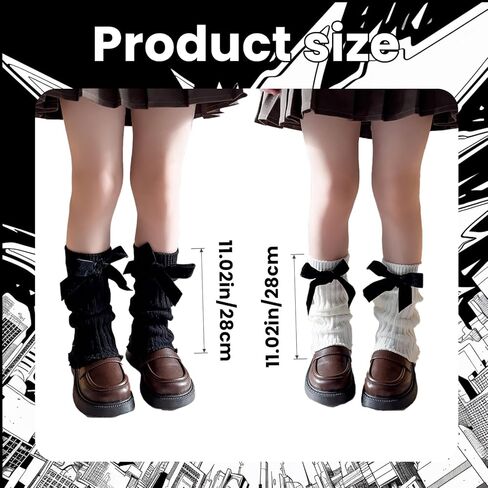 DUOJINSANXI 2 Pairs Leg Warmers for Girls, Cute Black Leg Warmers for Women Winter, Bow Boots Cuffs in Saudi Arabia