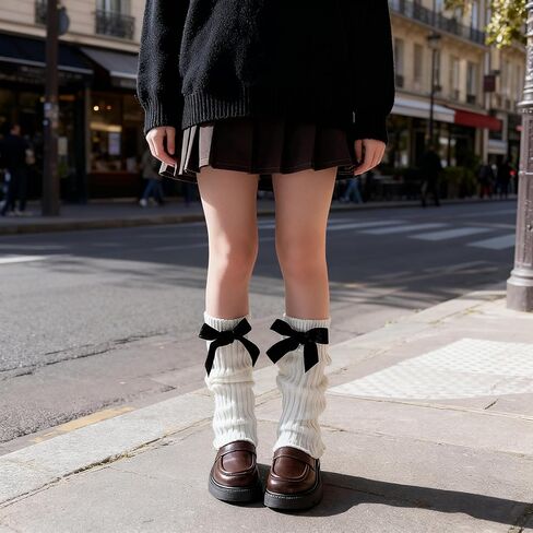 DUOJINSANXI 2 Pairs Leg Warmers for Girls, Cute Black Leg Warmers for Women Winter, Bow Boots Cuffs in Saudi Arabia