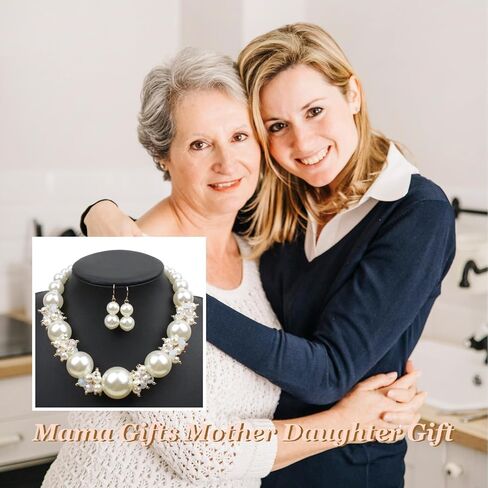 Pearl Necklace and Earring Set Pearl Wedding Jewelry Set for Women Chunky Pearls Choker Necklaces Stud Earrings Bride Bridesmaid Wedding Jewelry Gifts in Saudi Arabia