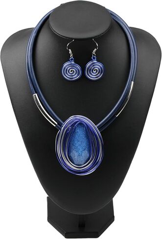 Florate Ethnic Crystal Rhinestone Pendant Necklace Earrings Set Women Handmade Tribal Collar Choker Chunky Metal Bib Rope Chain African Statement Jewelry Set in Saudi Arabia